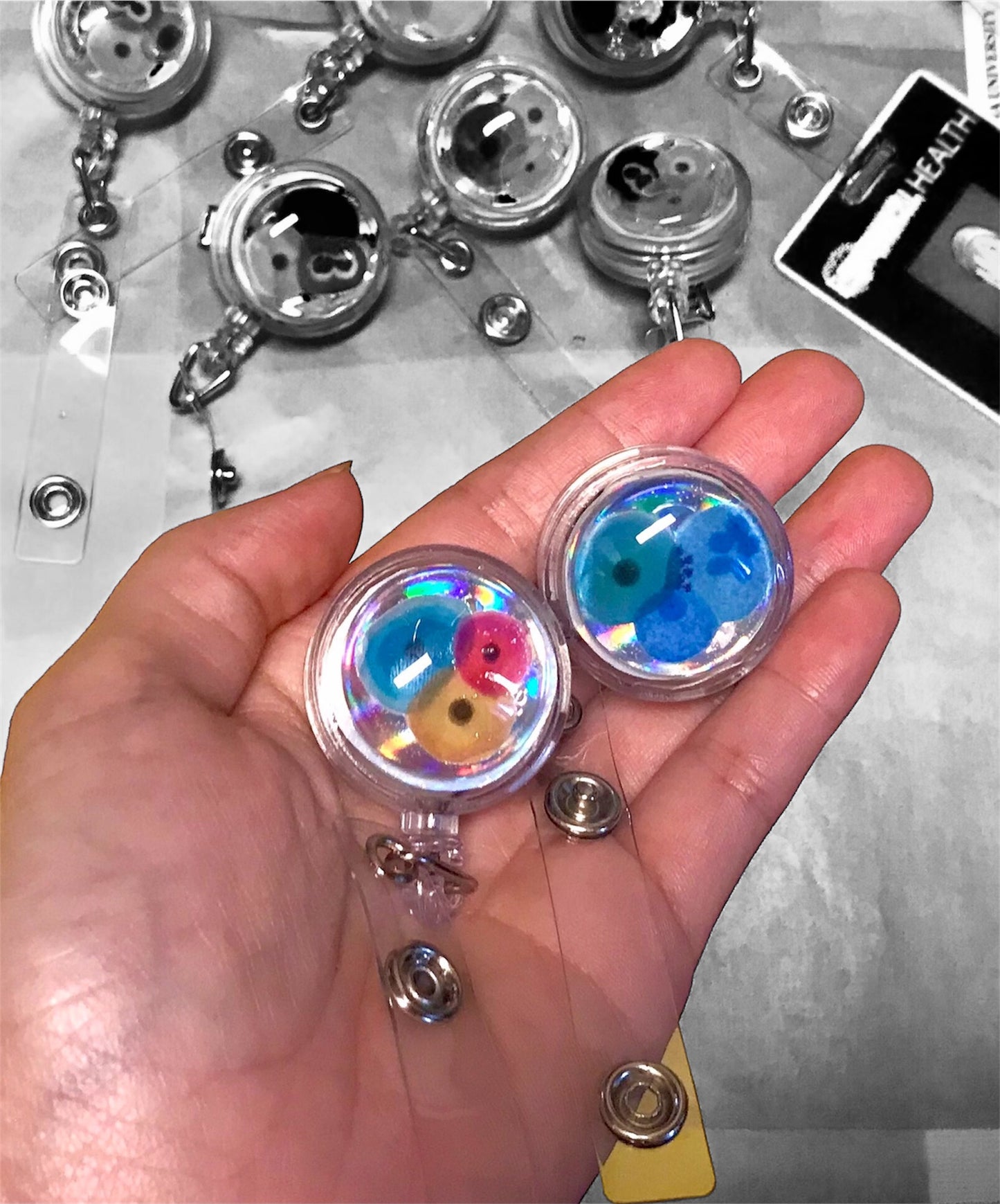 Badge ID holder, Badge reels, ID Badge with cells - Personalized