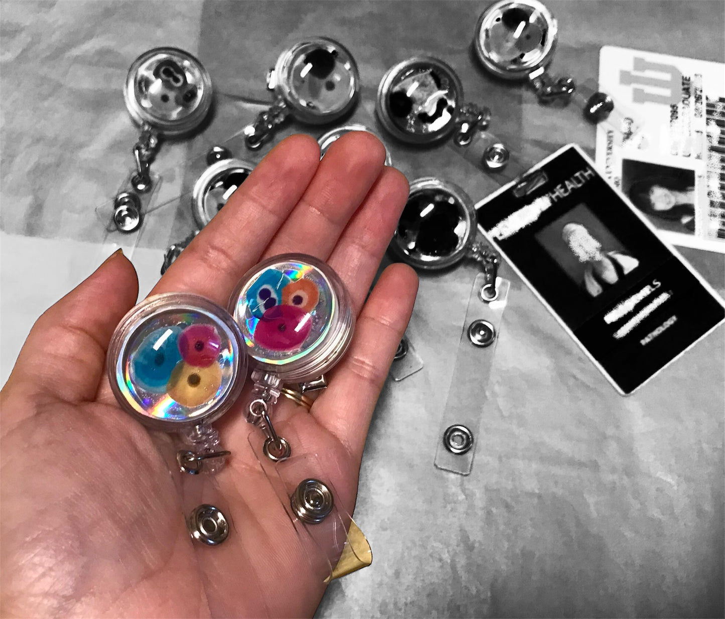 Badge ID holder, Badge reels, ID Badge with cells - Personalized