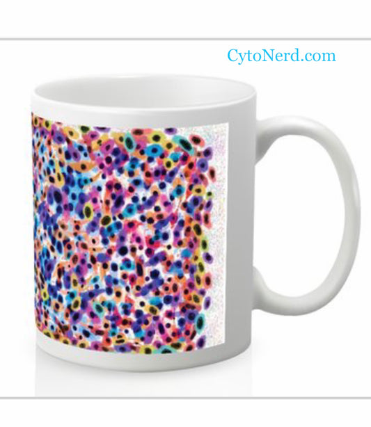 Mugs with cancer cells , coffee cup, ceramic cup with cells -  Papsmear cells