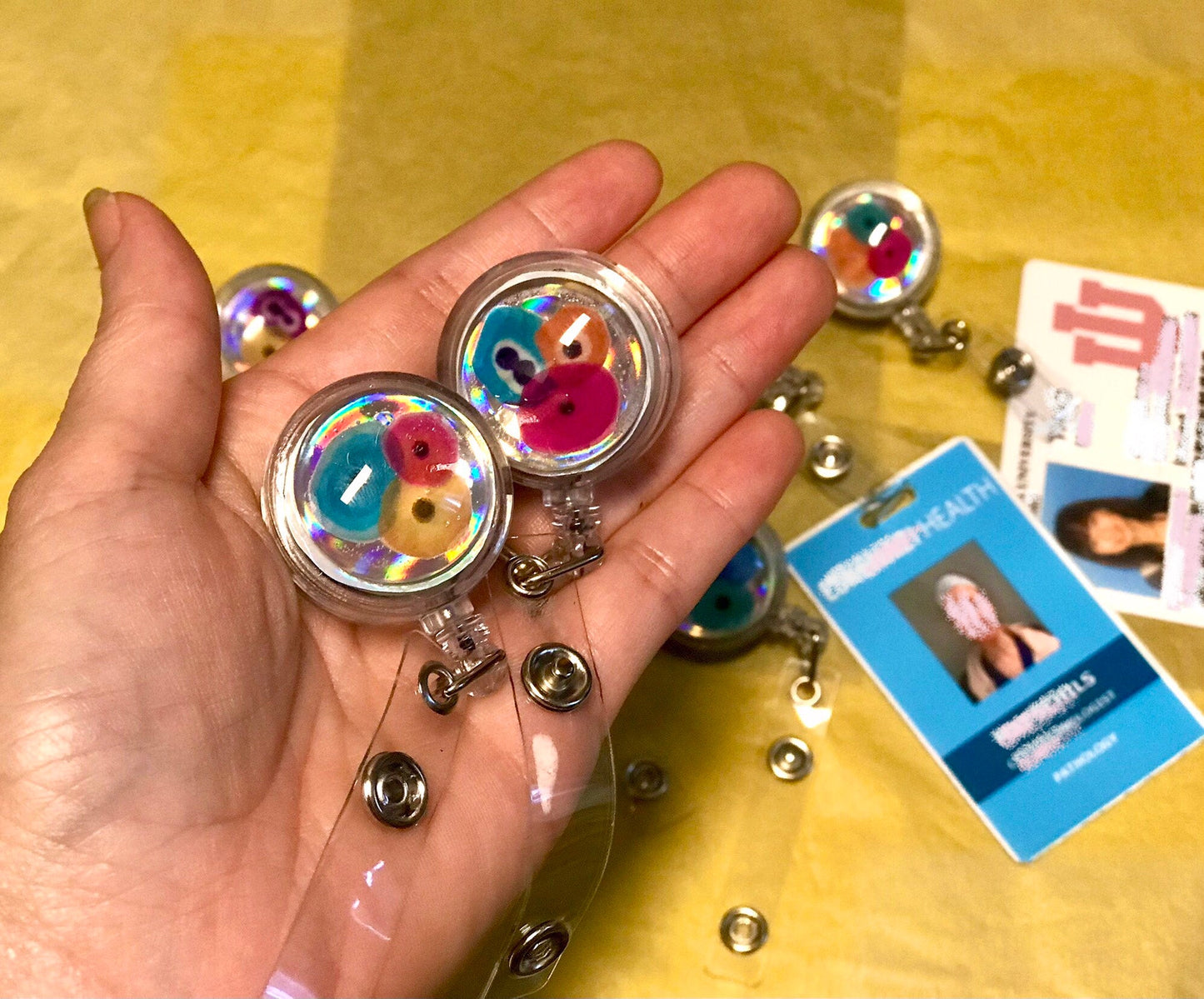 Badge ID holder, Badge reels, ID Badge with cells - Personalized
