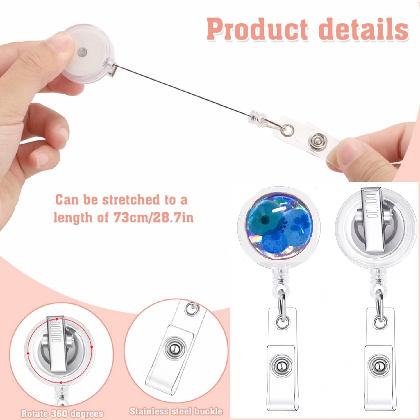 Badge ID holder, Badge reels, ID Badge with cells - Personalized
