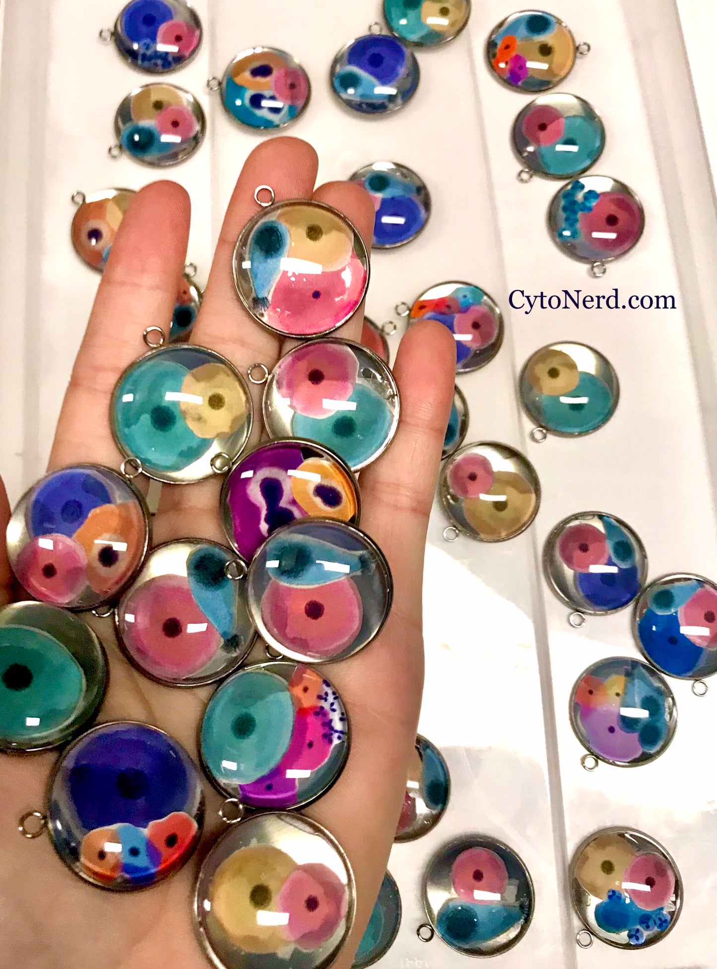 Colorful cells pedants -  One of a kind - handmade