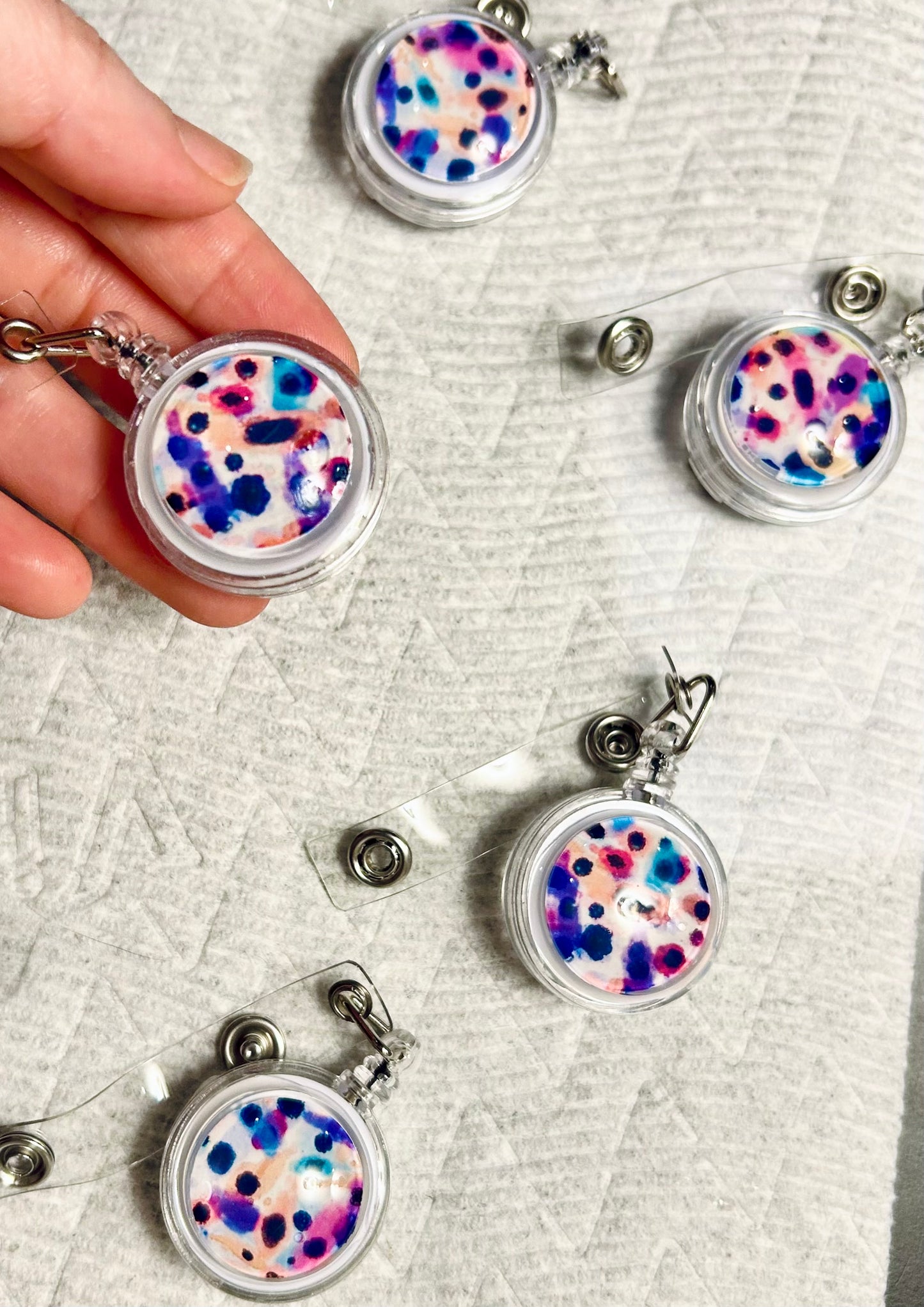 Badge ID holder, Badge reels, ID Badge with cells - SCC colorful cancer