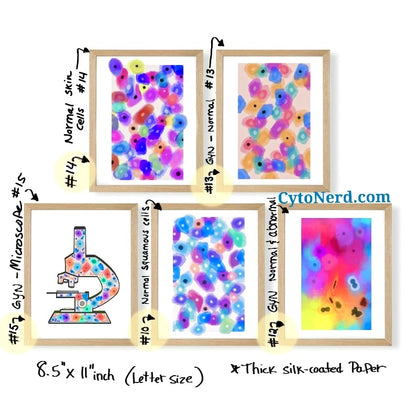 Cytology Art prints Letter sized 8.5” x 11 “ inch - many styles & you pick - Cytology Smaller Posters - Artprints wall art decor - cytology pathology