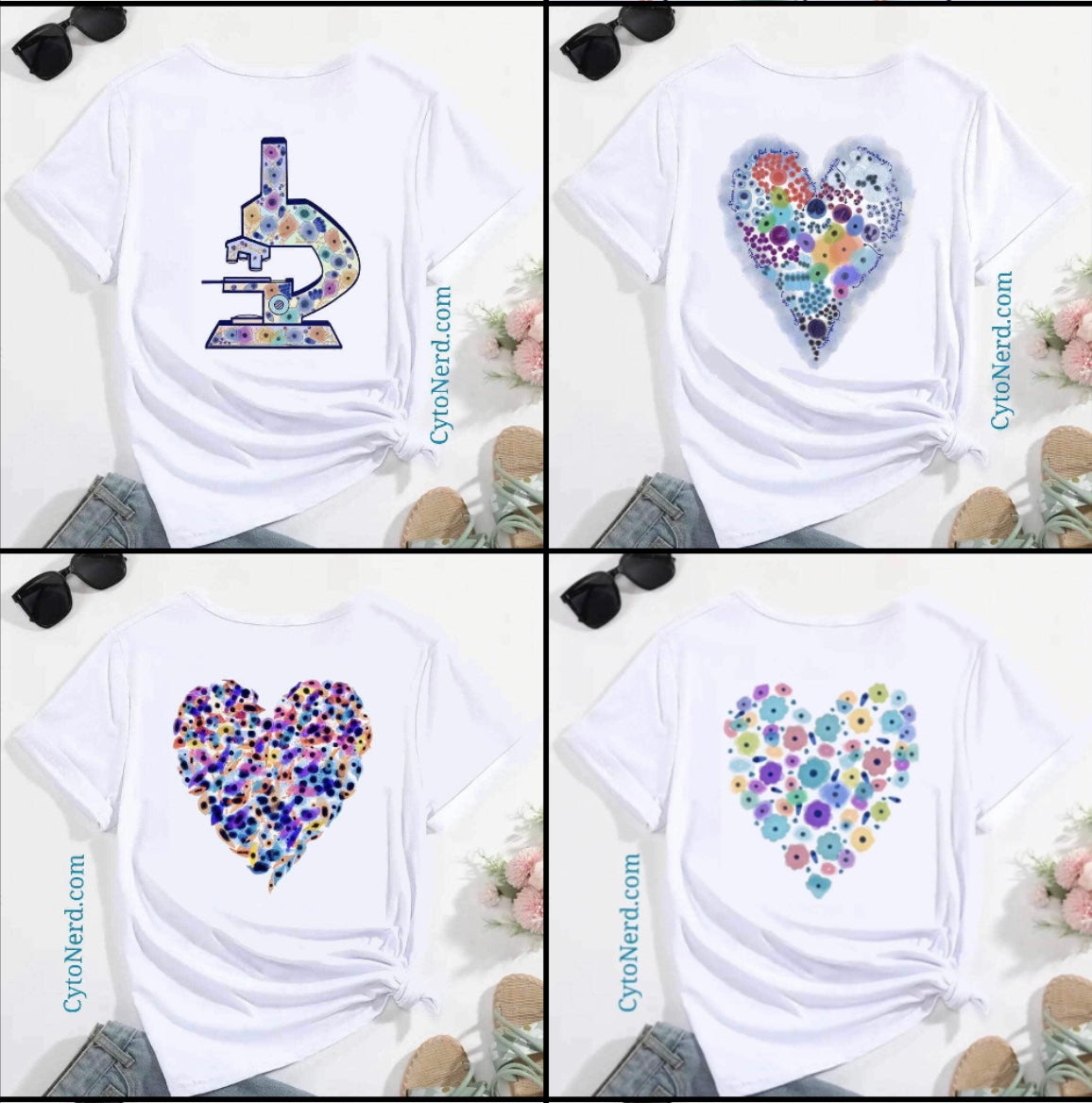 Cells heart ❤️ T-Shirts Cytology and Pathology.  Different cells T-Shirt