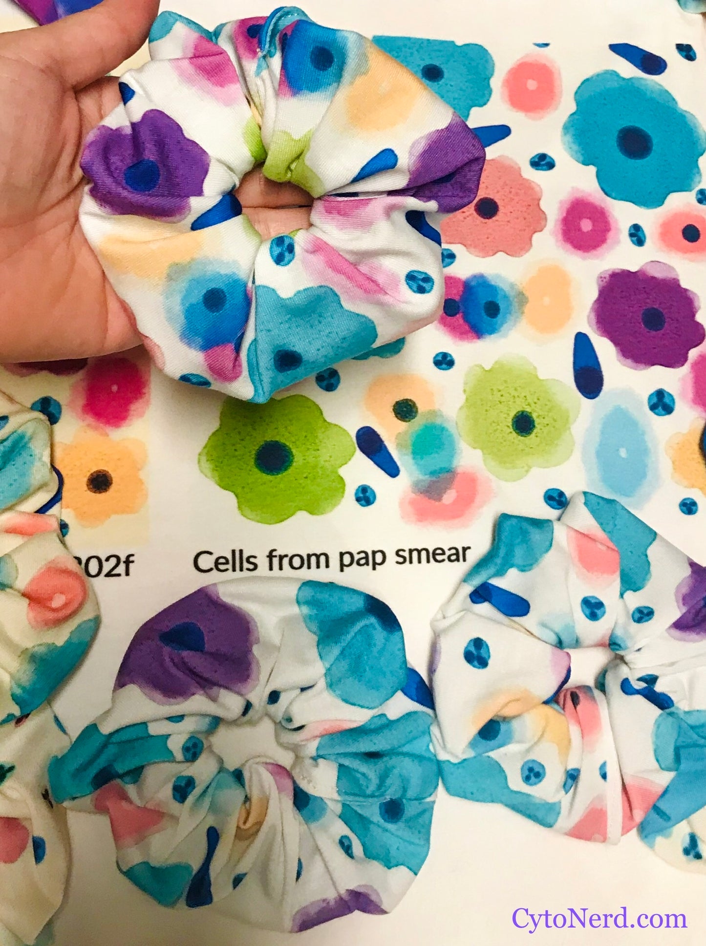 Colorful Hair Scrunchies of Pap smear cells