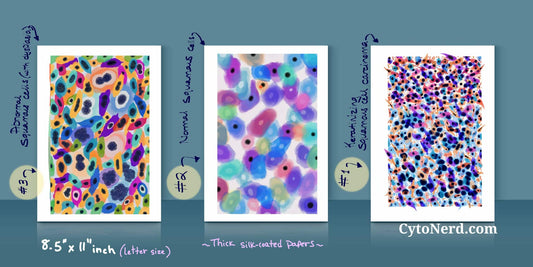 Smaller Cytology Art prints Letter sized 8.5” x 11 “ inch - many styles & you pick - Cytology Smaller Posters - Artprints wall art decor - cytology pathology