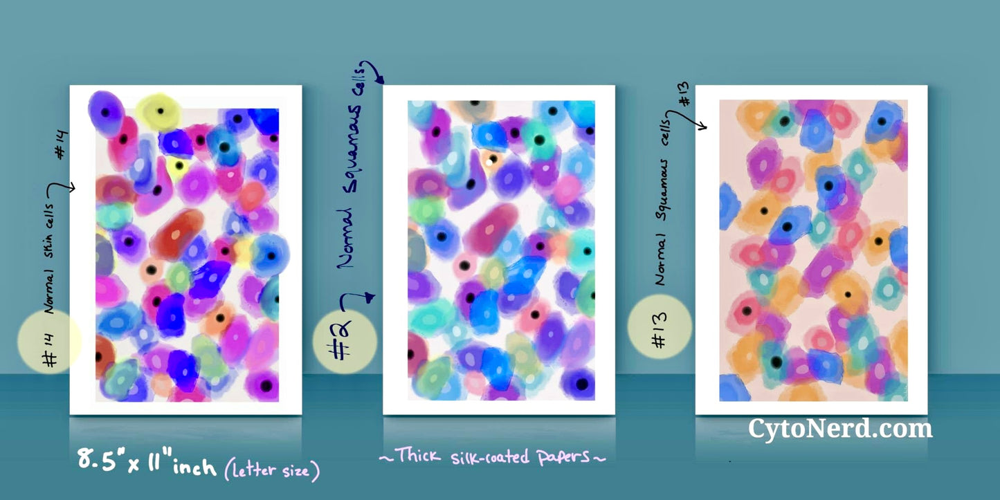 Cytology Art prints Letter sized 8.5” x 11 “ inch - many styles & you pick - Cytology Smaller Posters - Artprints wall art decor - cytology pathology