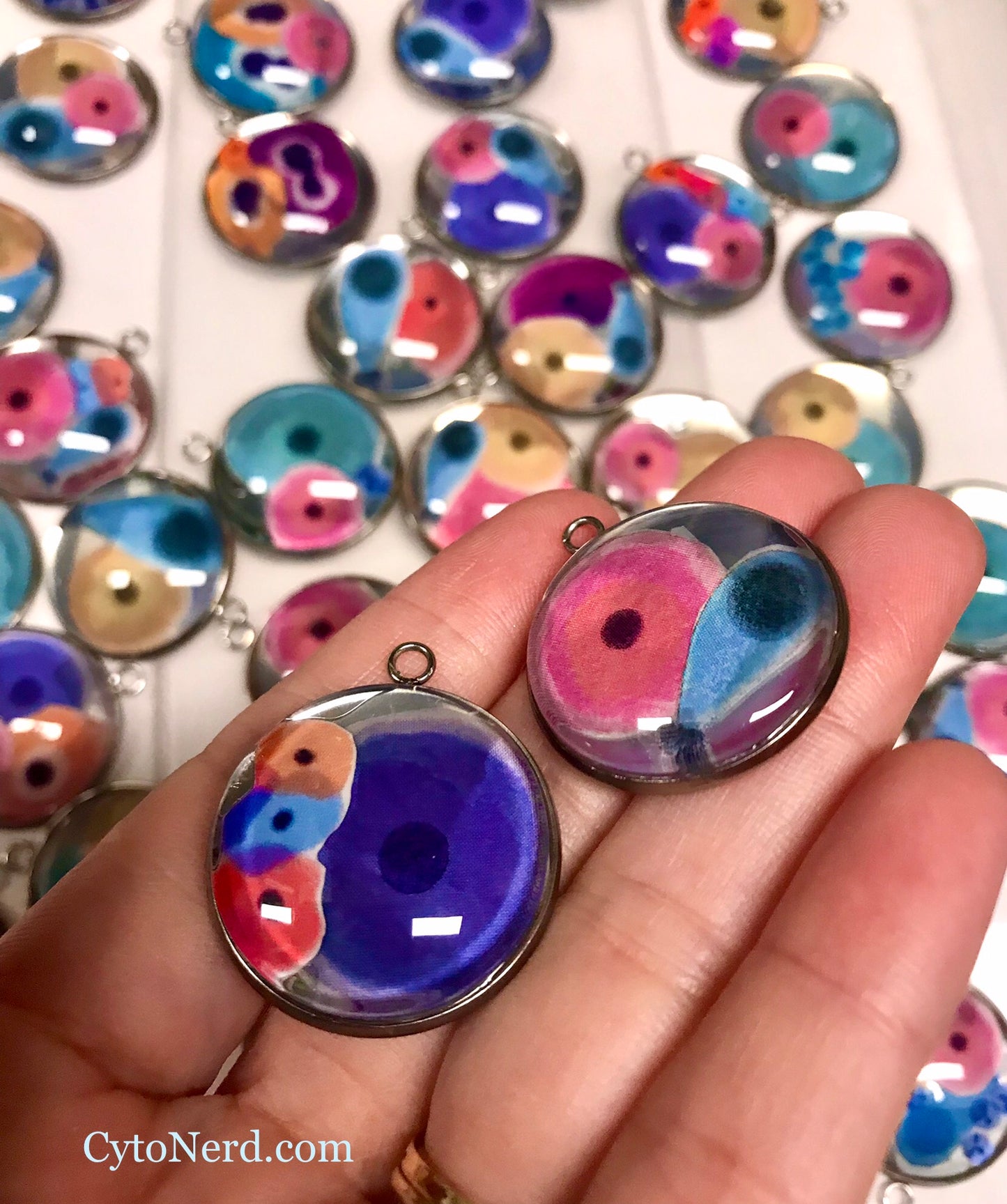 Colorful cells pedants -  One of a kind - handmade