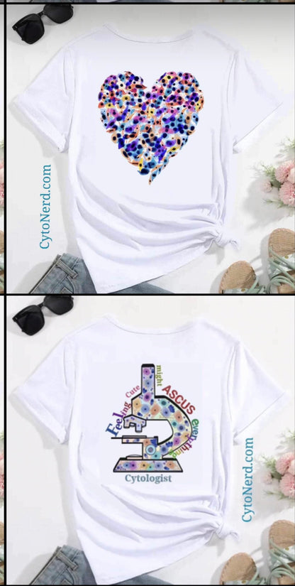 Microscope with cells T-Shirts Cytology and Pathology.  Light colors