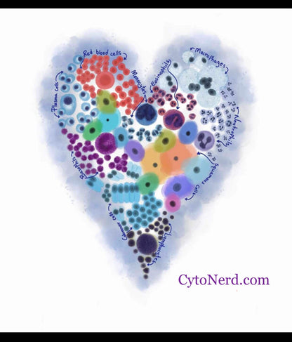 Cells heart ❤️ T-Shirts Cytology and Pathology.  Different cells T-Shirt