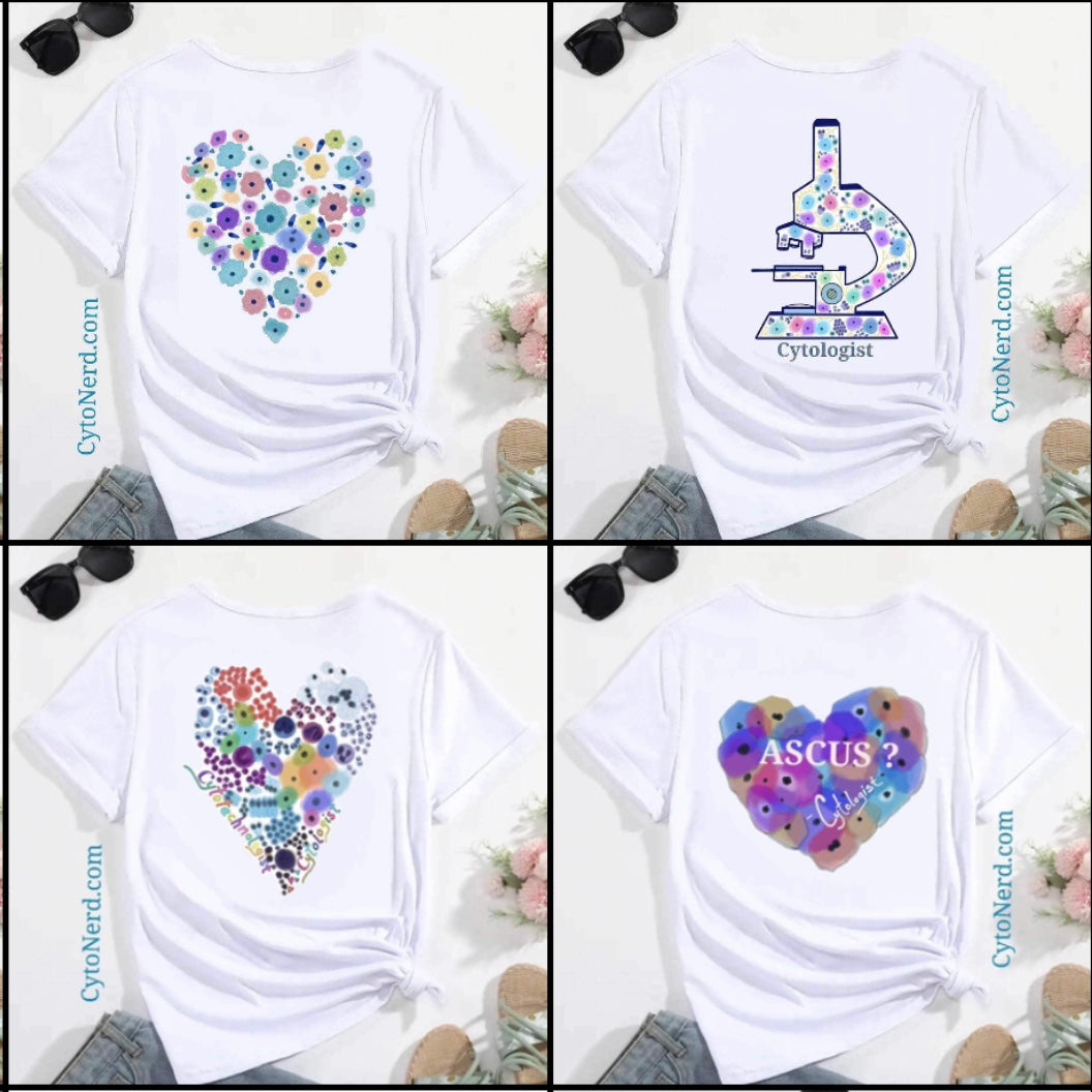 Cells heart ❤️ T-Shirts Cytology and Pathology.  Different cells T-Shirt