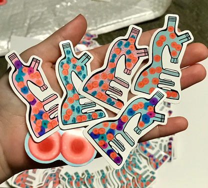 Squamous cells & RBC Microscope stickers - 2 inch