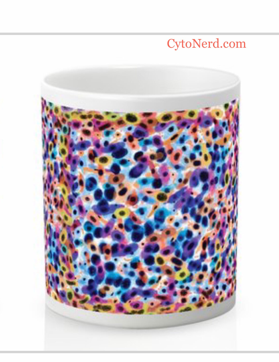 Mugs with cancer cells , coffee cup, ceramic cup with cells -  Papsmear cells