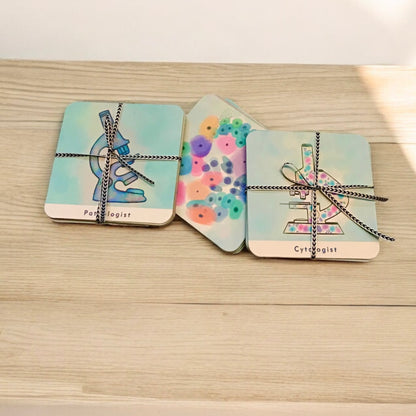 Coaster set- Cytologist, Adenocarcinoma and colorful cells