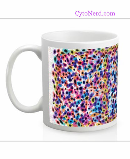 Mugs with cancer cells , coffee cup, ceramic cup with cells -  Papsmear cells