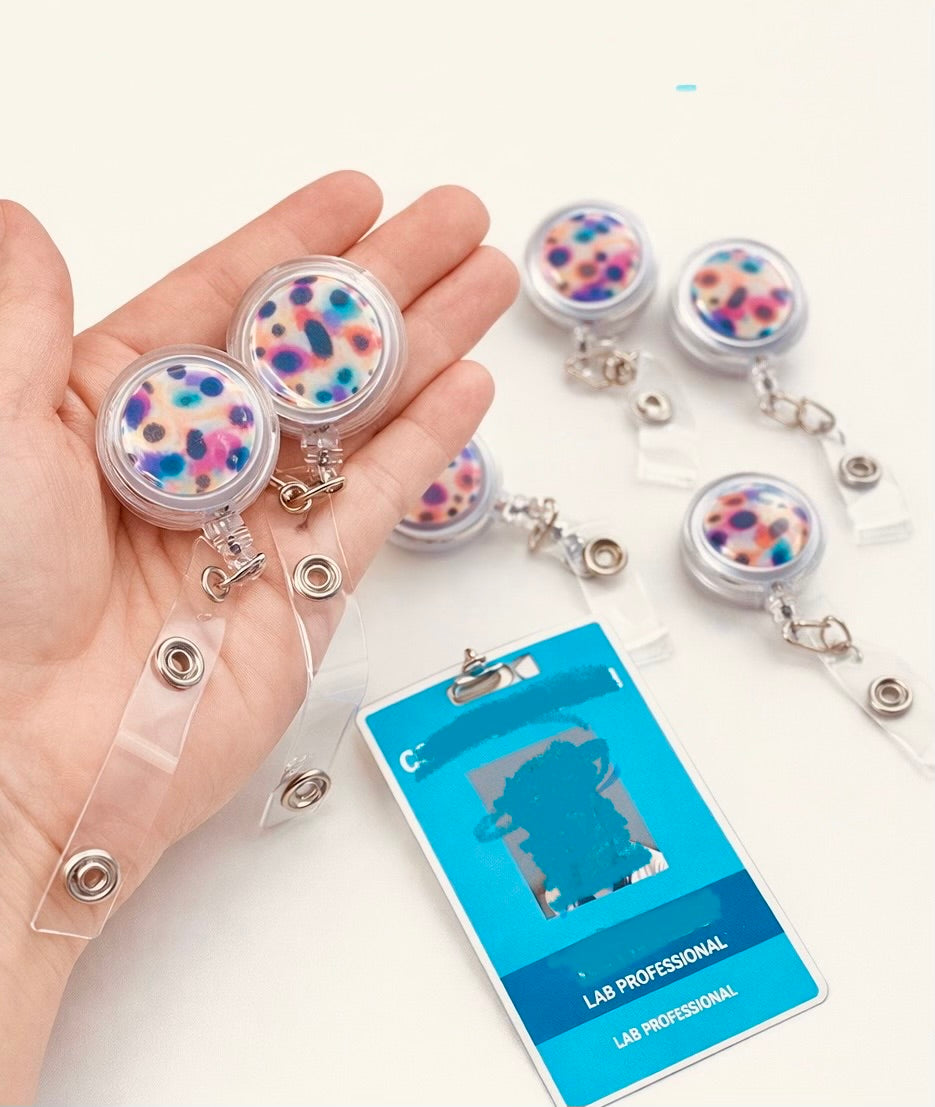 Badge ID holder, Badge reels, ID Badge with cells - SCC colorful cancer
