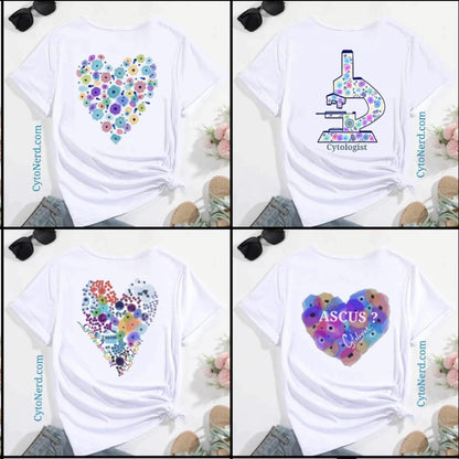 ASCUS? Colorful ❤️ T-Shirts Cytology and Pathology.  Heart cells ASCUS?