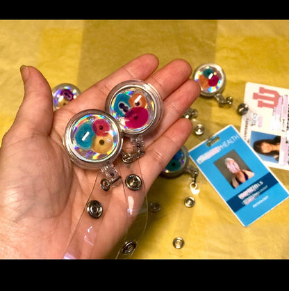 Badge ID holder, Badge reels, ID Badge with cells - SCC colorful cancer